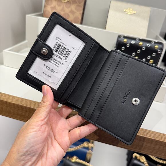 Coach Snap Wallet With Rivets CCL78 Black - Picture 4 of 6